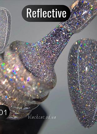 Светоотражающий гель лак серебряный (голограммный) для ногтей global fashion №в01