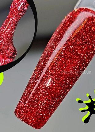 Светоотражающий гель лак красный для ногтей fiery gel saga 9мл №03