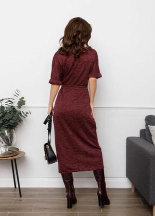 Бордовое  или серое классическое платье с принтом "гусиная лапка"2 фото