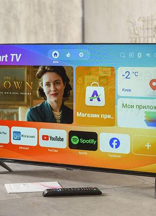Телевізор 42 дюйми смарт тв/ smart tv fullhd led, iptv, t2 смарт тв q90/ великий розумний телевізор з тонкими рамками