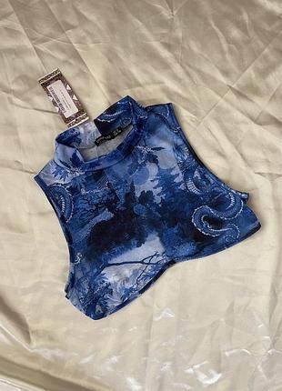 Укорочений топ з принтом дракона, кроп топ з драконом