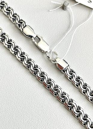 Срібний литий чоловічий ланцюг круглий бісмарк 55 см, 4-5 мм, 925 проби