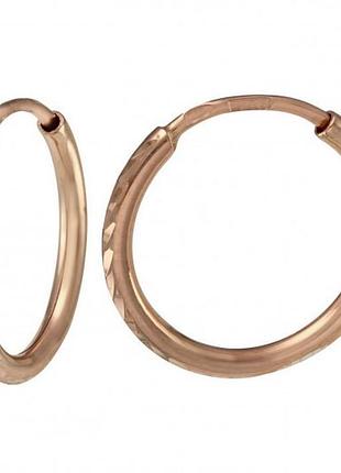 Золоті маленькі круглі сережки з алмазною огранкою 15 мм