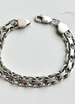 Серебряный браслет 20.5 см широкий двойной якорный мужской 925