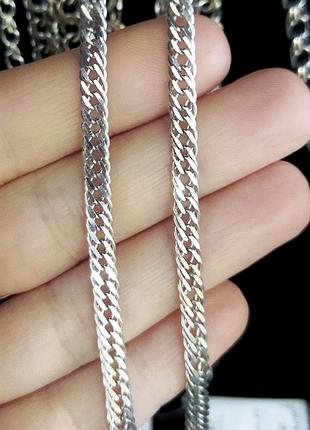 Срібний ланцюг ромб із покриттям родію. 55 см, 17 грамів