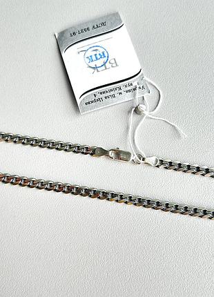 Срібний чоловічий ланцюг панцирний із чорнуванням і алмазною огранкою