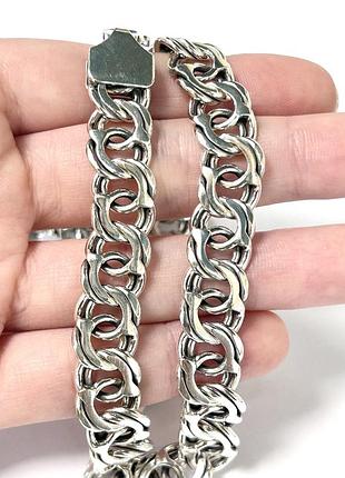 Срібний чоловічий великий ланцюг 60 см, вага 90 грамів бісмарк