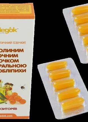 Свечи медок с маточным молочком и маслом облепихи 10 шт.