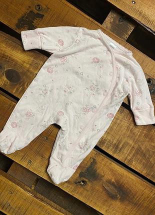 Детский хлопковый человечек в цветочный принт next (некст 0-1 мес 50-56 см идеал оригинал)