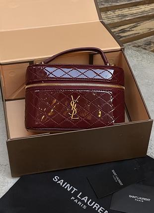 Шкіряна лакована сумка косметичка коробка в ромбоподібній прострочці s