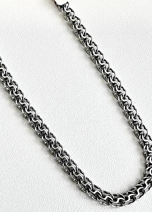 Срібний ланцюжок об'ємний бісмарк 60 см, 5 мм ширина, 925 проби