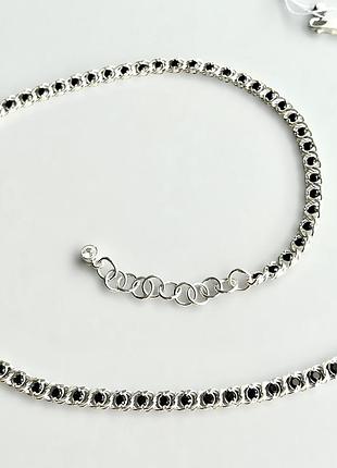 Срібний жіночий ланцюжок із чорним камінням, кольє арабський бісмарк