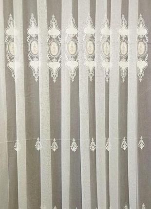 Тюль briliant корона с оксамитом тюль молочного цвета с кордовой вышивкой на основе бамбука в зал гостинную