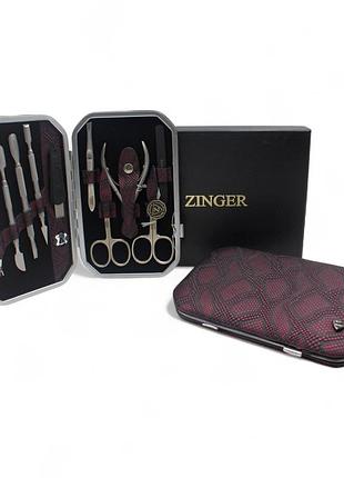 Набір для манікюру професійний zinger 801 s 10 інструментів шкіряний футляр чорного кольору