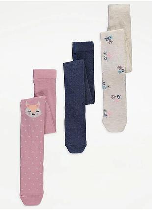 Набір з 3 бавовняних колготок з квітковим візерунком у точковій упаковці