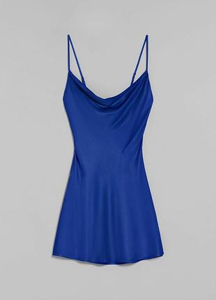 Bershka, плаття, синє, сукня, шовкове