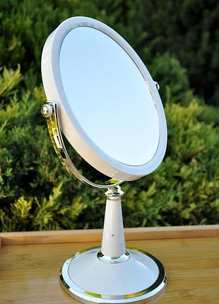 Косметическое зеркало на ножке, 30 см (обычное +увеличение х2)