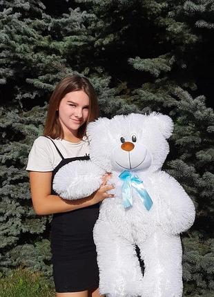 Милый плюшевый мишка 80 см длинный мех белый