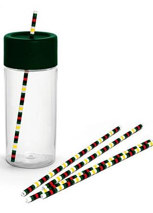 Бутылка с отверстием для трубочки mini colour block, зеленая