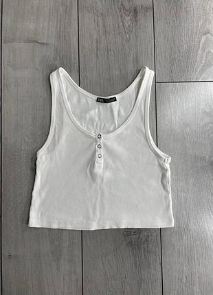 Білий топ в рубчик  від zara