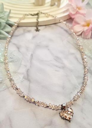 🔺💗✨хит!! чокер из хрустальных треугольников с подвеской сердце