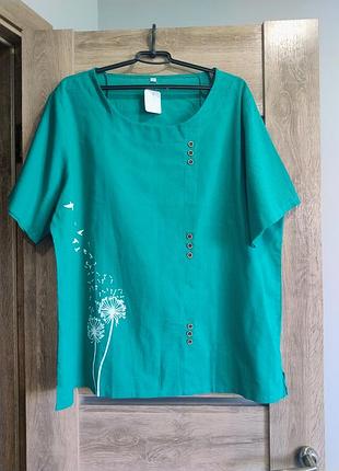 Блуза удлиненная прямой пошив с цветком