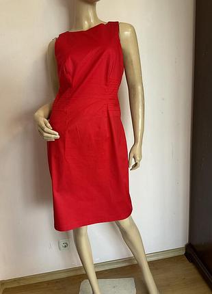 Красное хлопковое коктельное платье / s- m / brend benetton