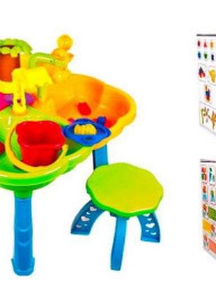 Дитячий ігровий столик для піску kinderway (kw-01-121-1) зі стільчиком і аксесуарами