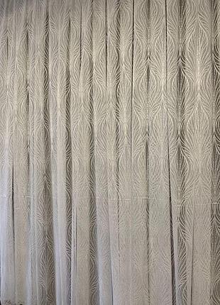 Тюль жакард с рисунком листья в белом цвете для зала спальни и гостинной