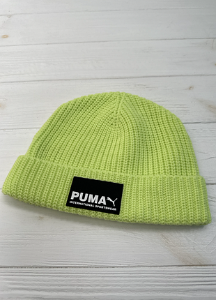 Шапка бини докер puma progressive street beanie унисекс один размер салатовая