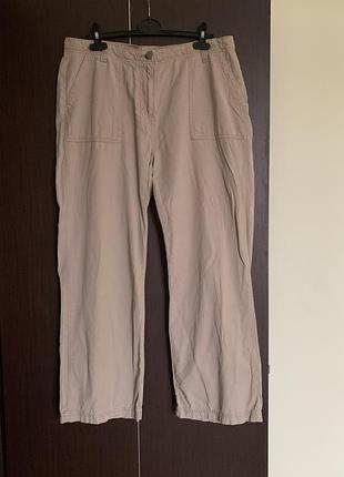 Прямые бежевые брюки с высокой посадкой (размер 16/44-18/46)