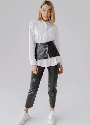 Розпродаж трендові штани на високій посадці з текстурної екошкіра💣5 фото