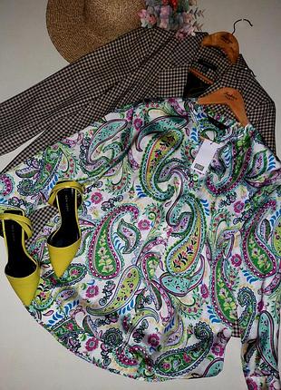 Роскошная новая сатиновая рубашка в цветочный принт