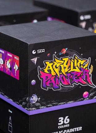 Маркеры акриловые sta для рисования, премиум качество, набор 36 цветов, маркеры для ткани, дерева и керамики