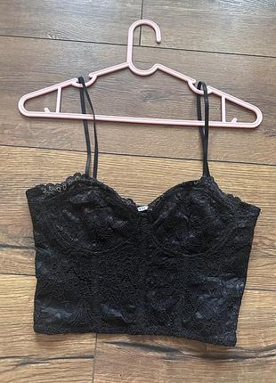Топ кружевной черный бюстье бра зара zara