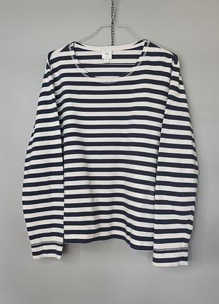 ⚓  100% бавовна ⚓ бретонкая свитшот плотный лонгслив с принтом полоска размер xl cotton синий
