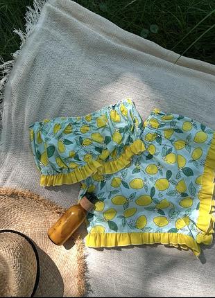 Пижама лимонная, пижама шортами