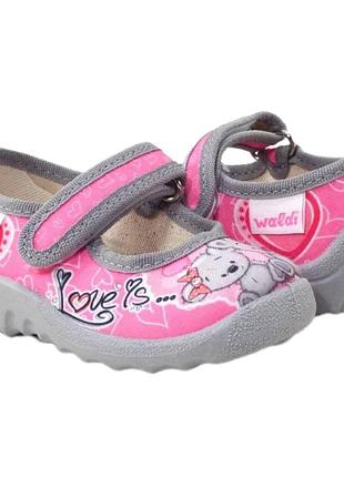 Текстильная обувь катя мишка деви. розовая натурал + кожаная стелька 360-127 waldi