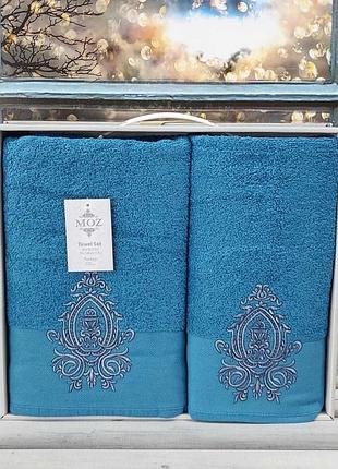 Набір махрових рушників банне та лицьове moz home туреччина блакитний