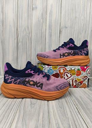Кроссовки женские трейловые hoka challenger art 7 purple navy лето сетка