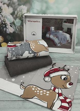 Фланелевое байковое постельное белье полуторный размер warmatex турция 015
