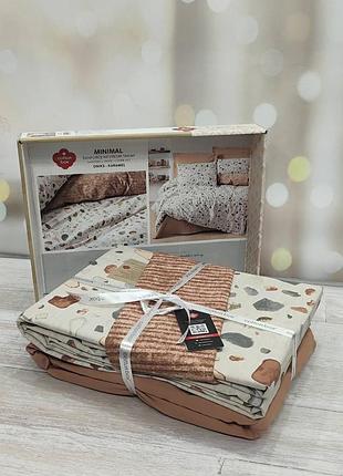 Постільна білизна з простирадлом на гумці ранфорс євро розмір cotton box oniks