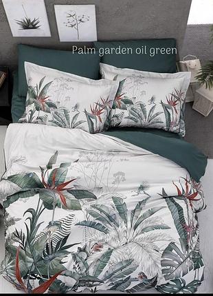 Постельное белье сатиновое евро размер frist choice 3d palm green