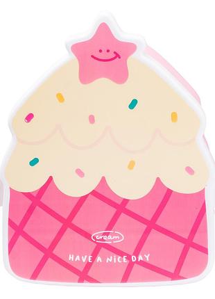 Детский ланч бокс на две секции 950 мл пластиковый с вилкой и ложкой "пирожное" розовый hp12271p