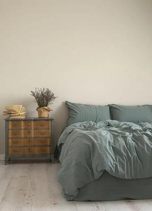 Постільна білизна євро варена бавовна limasso natural green luxe