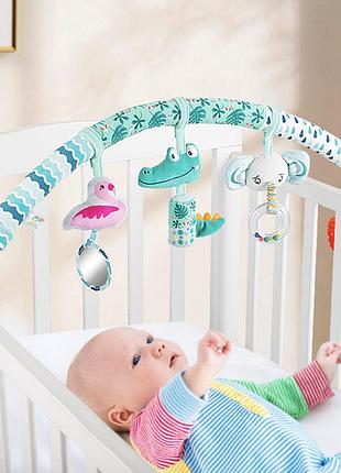 Дуга игрушка для детской кроватки коляски игрового центра с музыкальными ефектами слон