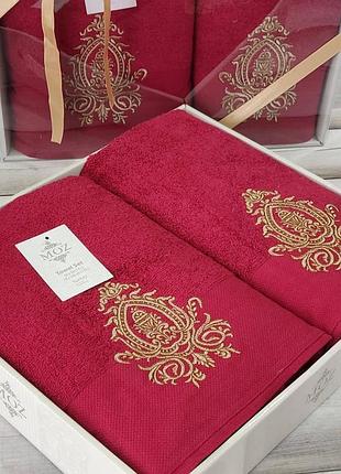 Набір махрових рушників банне та лицьове moz home туреччина бордовий