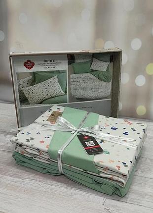 Постільна білизна з простирадлом на гумці ранфорс євро розмір cotton box lola