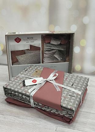 Постільна білизна з простирадлом на гумці ранфорс євро розмір cotton box mote