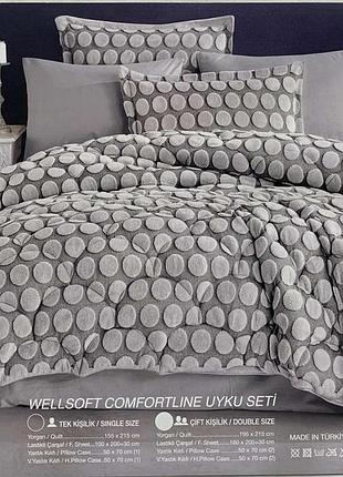 Одеяло плюшевое евро размер 200 на 220 см с наволочками 4 шт и простынь на резинке clasy серое